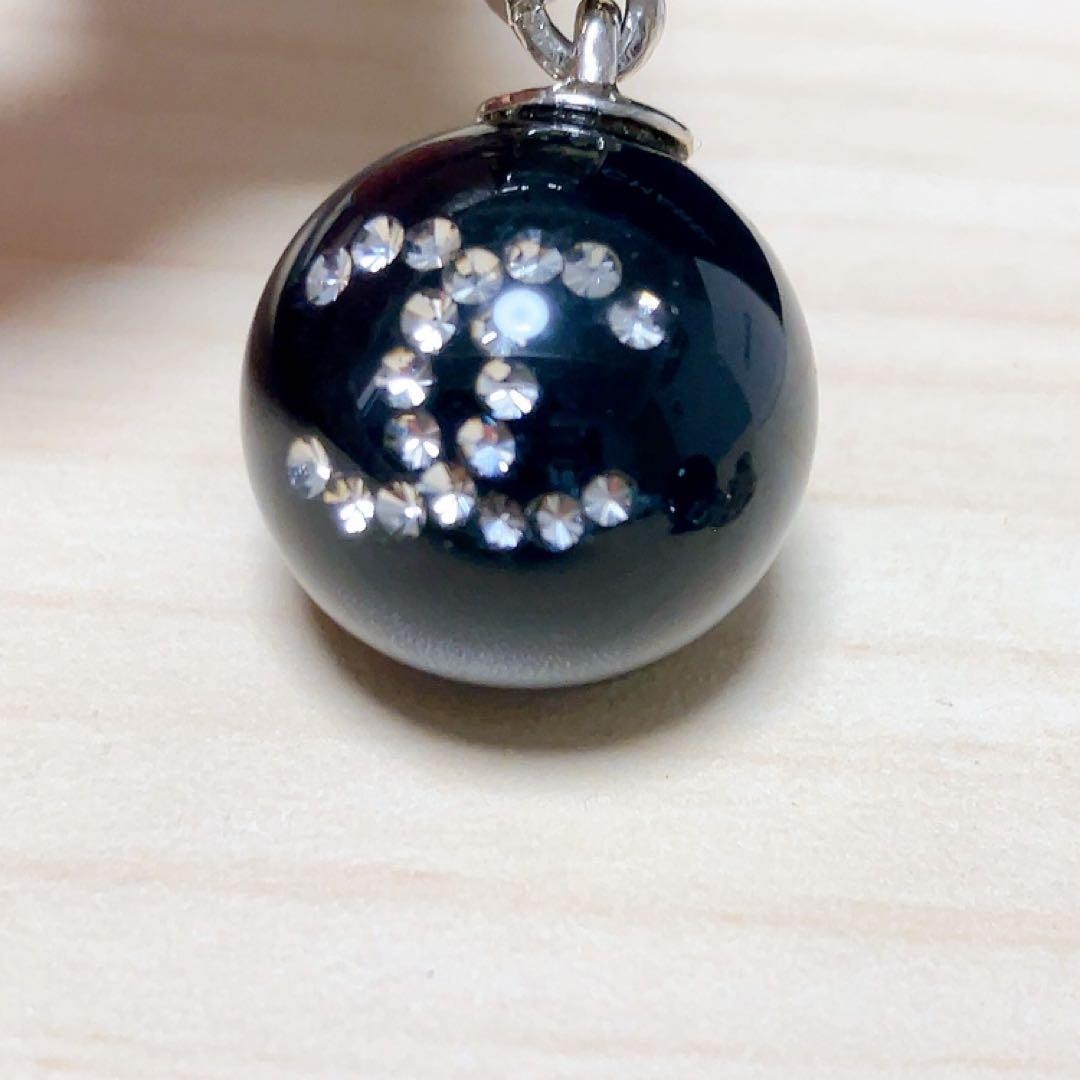 CHANEL Earrings Black Silver Coco Mark Logo Ball Rhinestone Resin Accessory