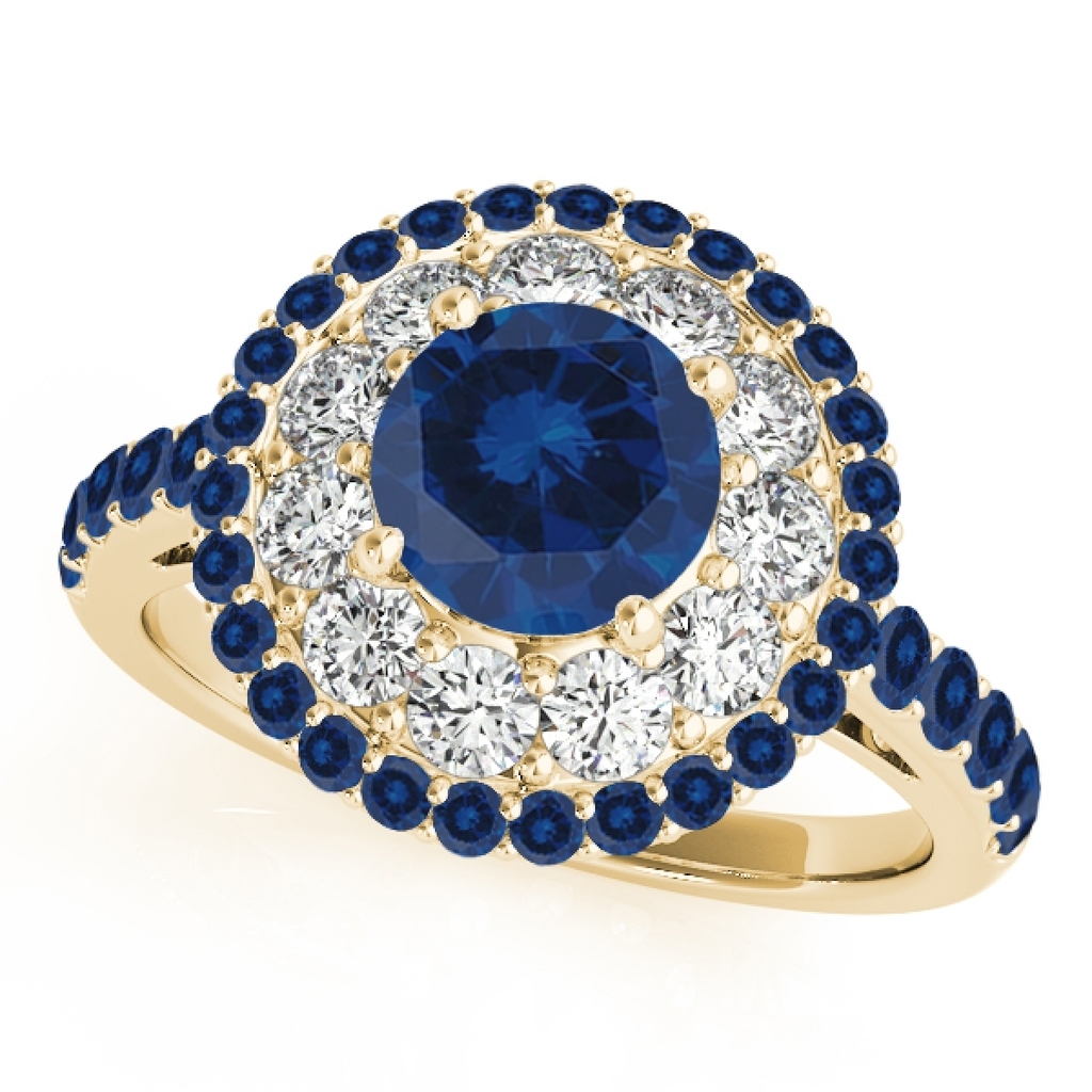 1.90 Carat Halo Sapphire-Diamond Engagement Ring In 10K Solid Gold