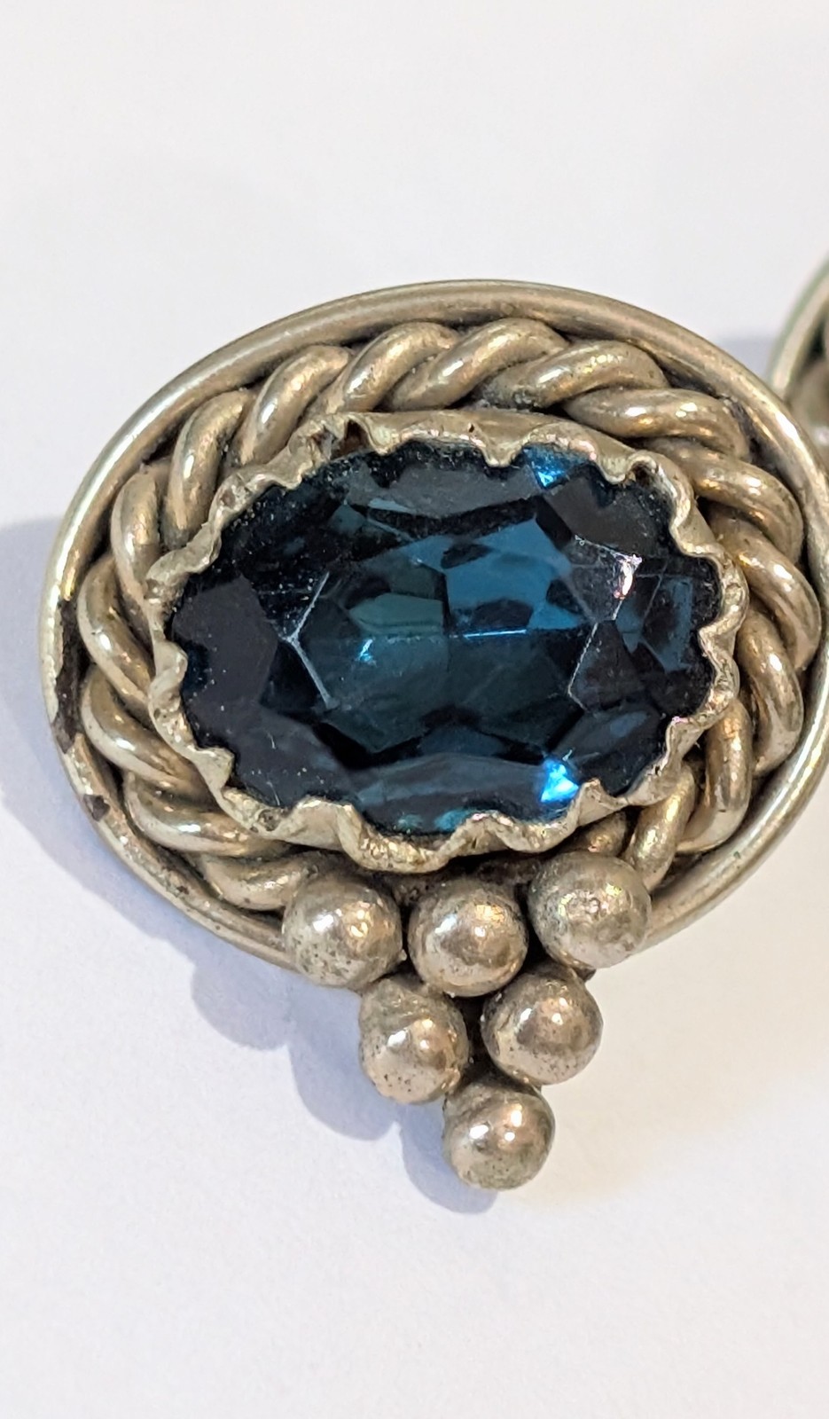 Vintage 925 Sterling Silver 10cttw Natural Blue Indicolite Tourmaline Earrings