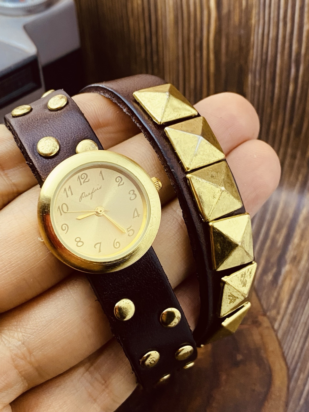 Parfois Watch Women Gold Tone Retro Leather Band New Battery