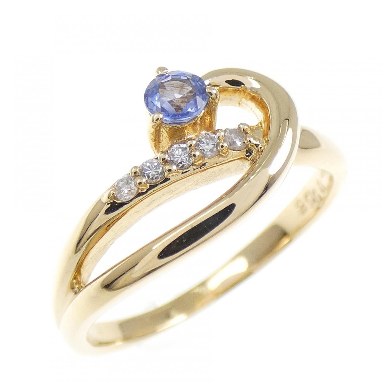 Authentic K18YG Sapphire Ring #260-007-911-9955