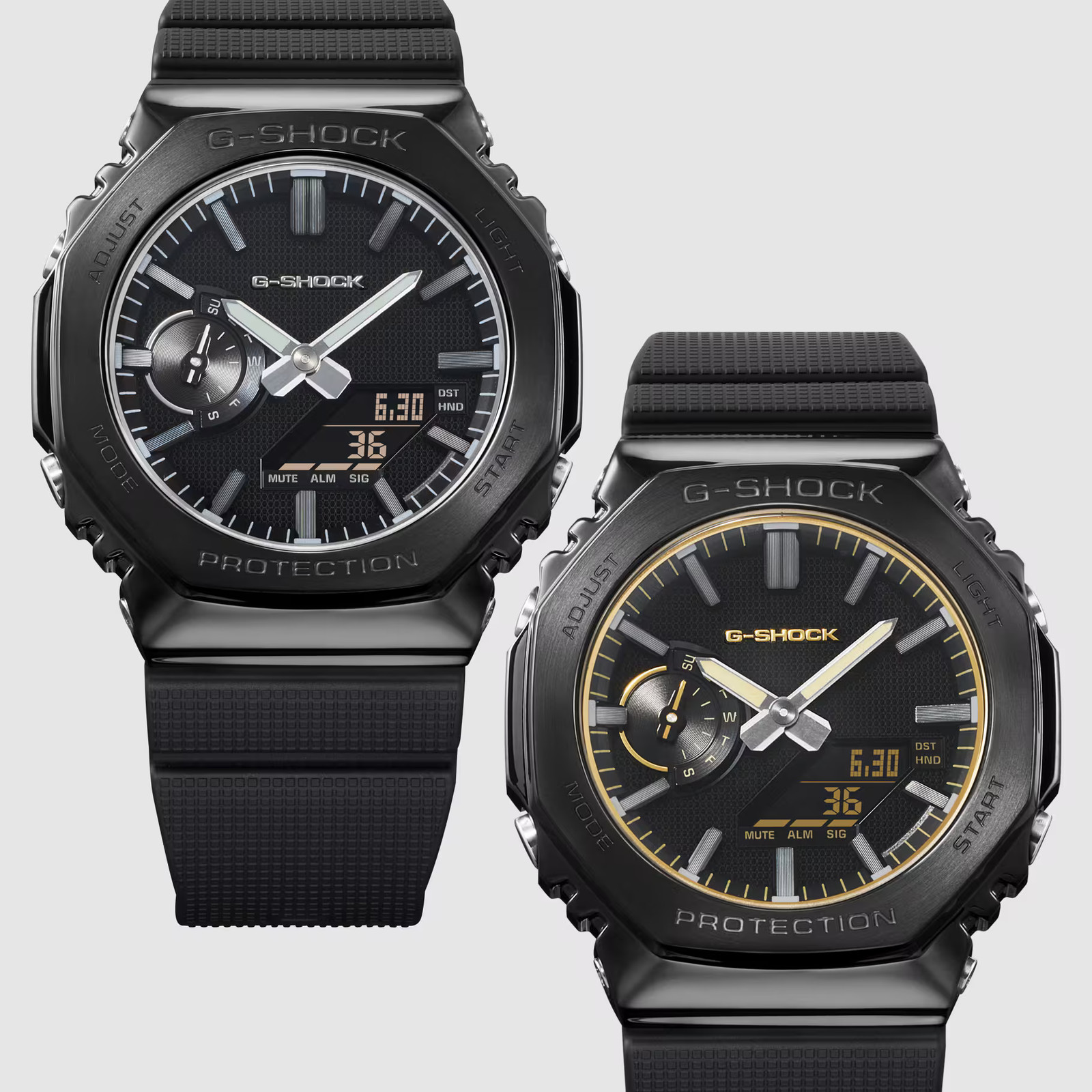 G-Shock GM2100LXB1A9 Luxe Black Metal Octagonal Ana-Digi Resin Strap