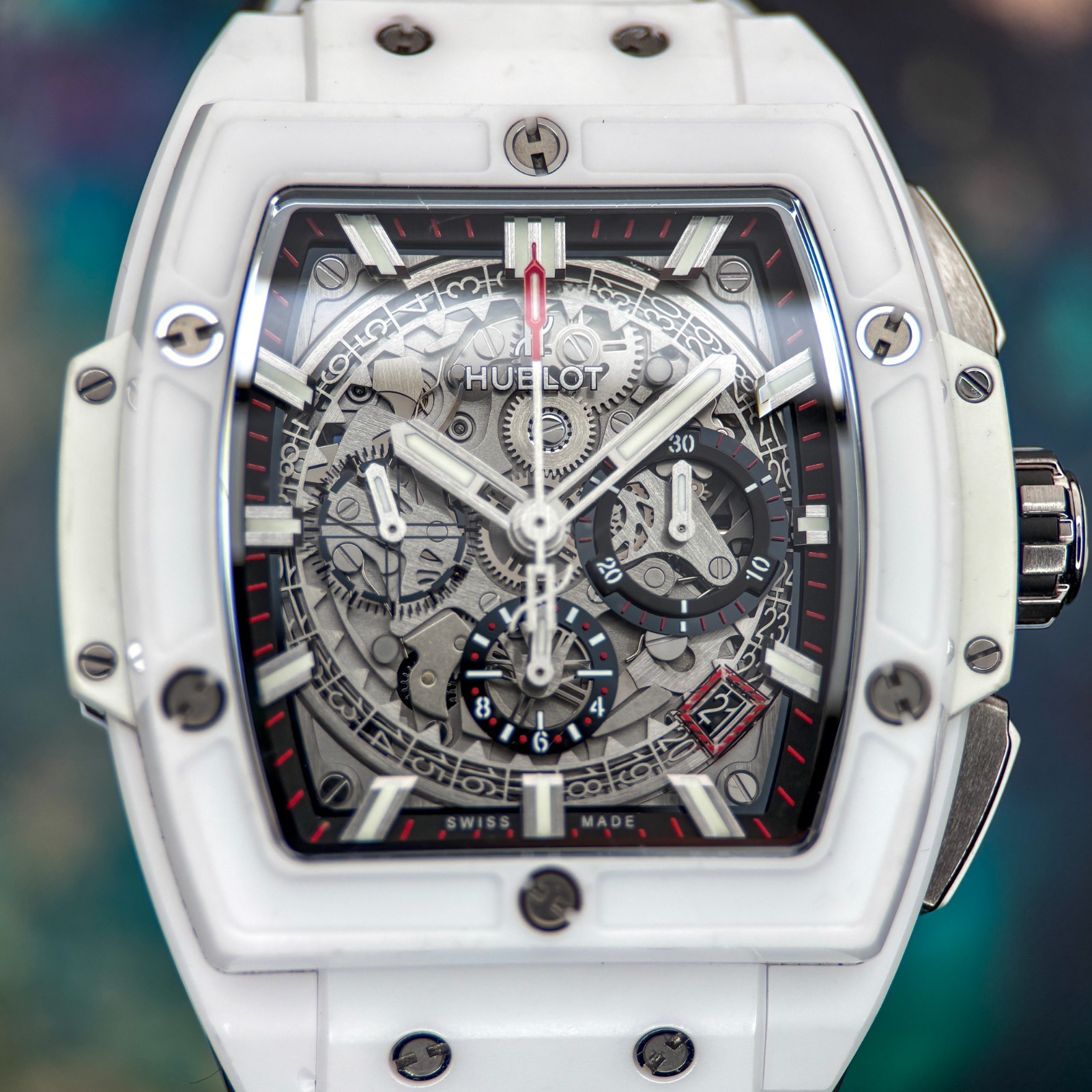 Hublot Spirit of Big Bang White Ceramic Alligator 42mm Skeleton 641.HX.0173.LR