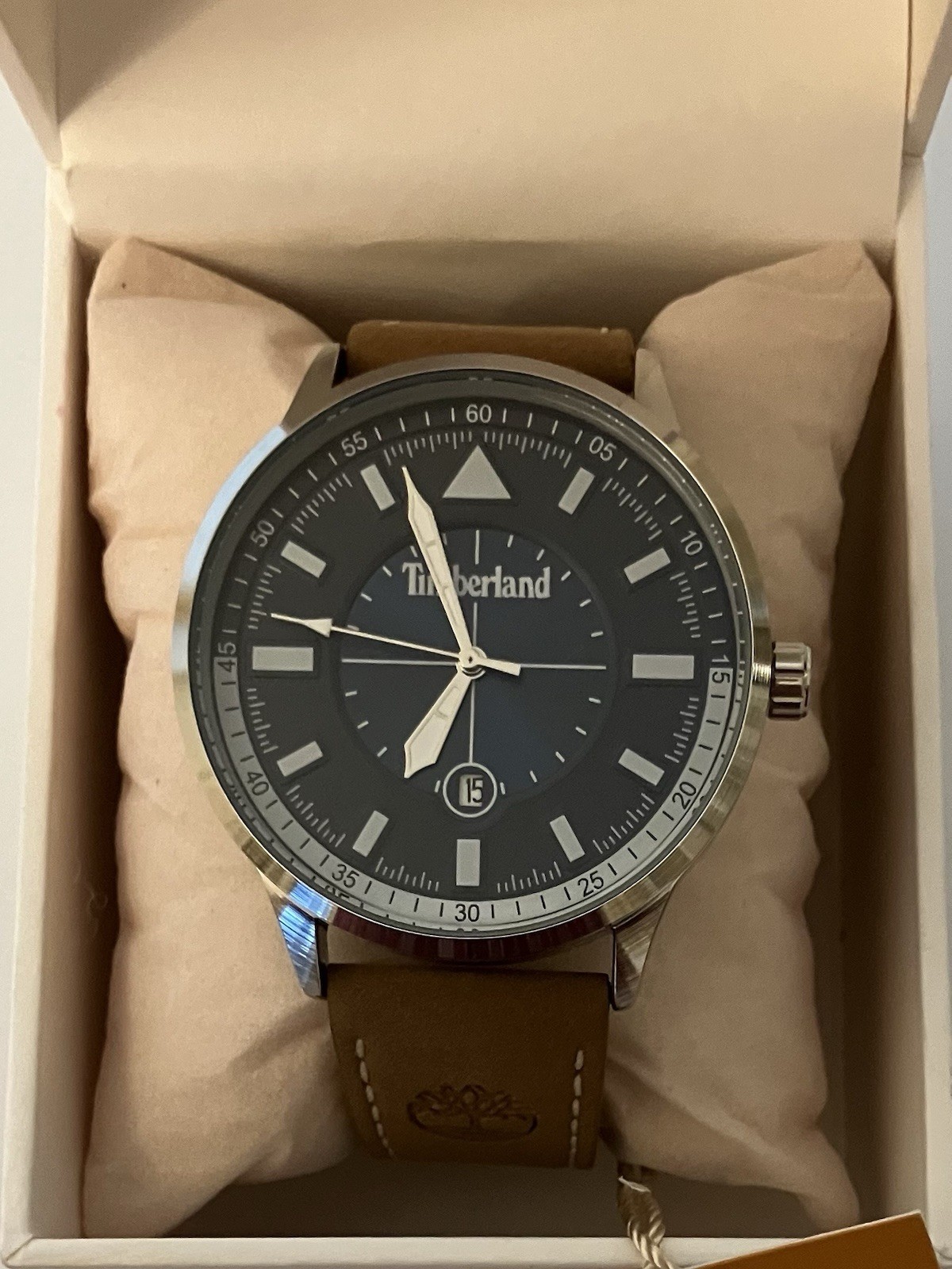 Timberland Classic Leather Men’s Watch, Miyota 2115 Quartz Date Movement NIB