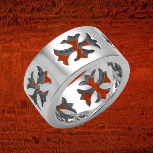 Sterling Silver Cut Out Maltese Cross Band Ring Sizes 9-10-11-12-13-14