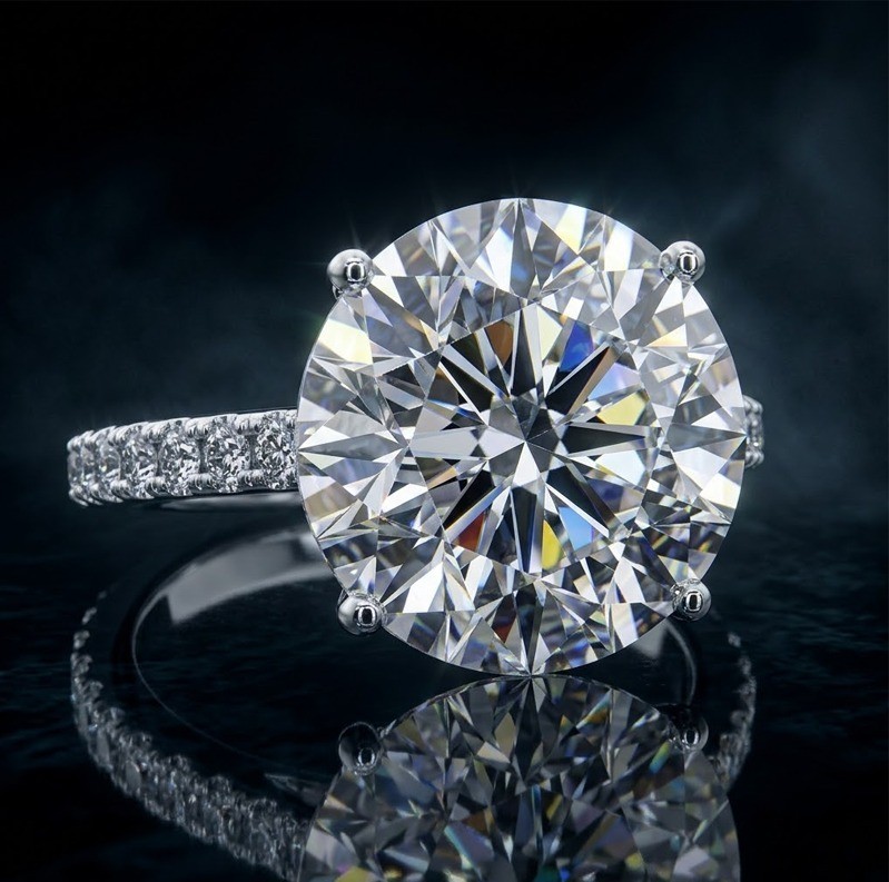 4.80 TCW Round Cut Moissanite Hidden Halo Engagement Ring 14k White Gold Plated