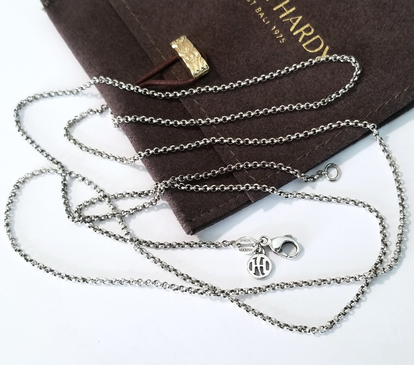JOHN HARDY – Sterling Silver Rolo Chain Link Necklace – 36″ length – Stunning!
