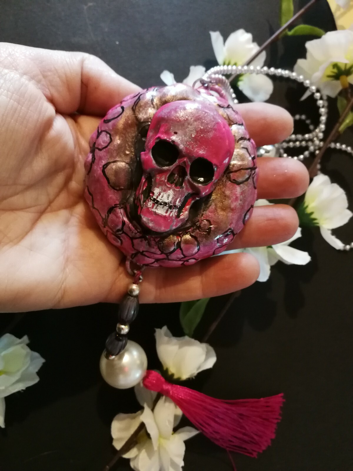 Black Magic Talisman Skull Bones Charm Amulet Dark Pendant Occult Symbol Voodoo