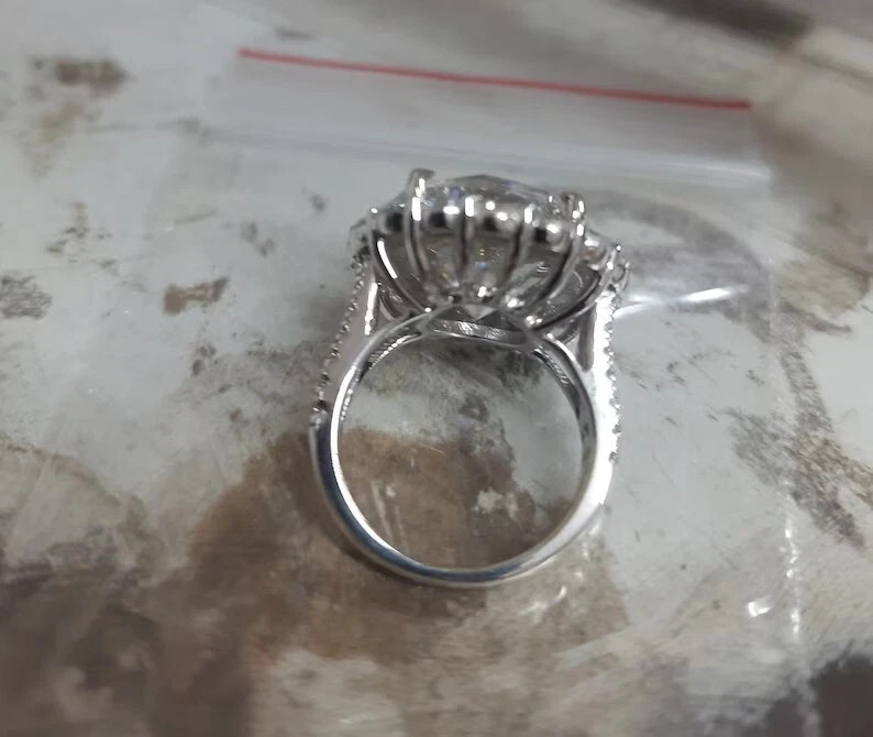 RARE 10.00 Ct Certified White Diamond Round Cut Solitaire Ring In 925 Silver
