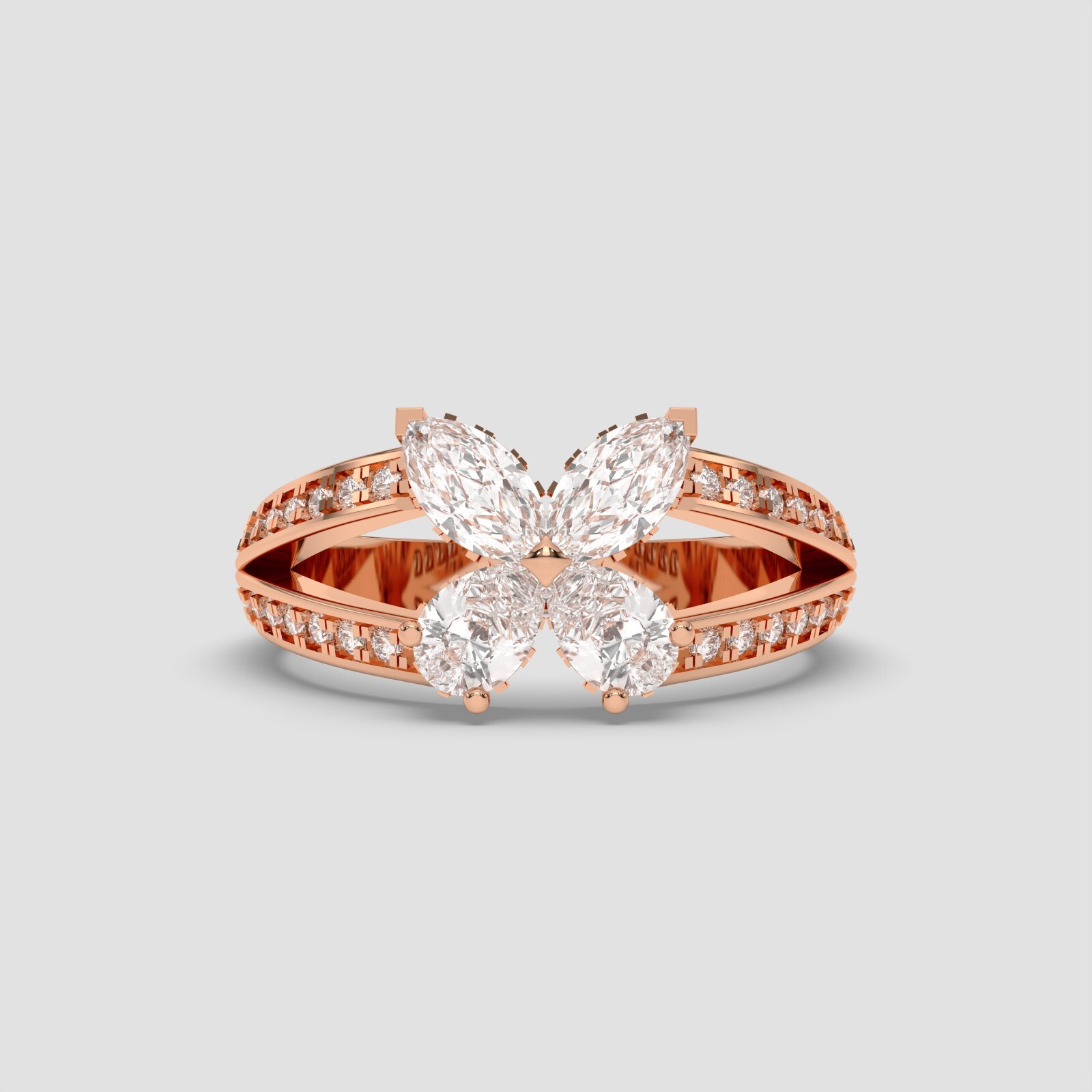 1.45 Ct Marquise , Pear & Round Cut Moissanite Stone Engagement Ring in Silver