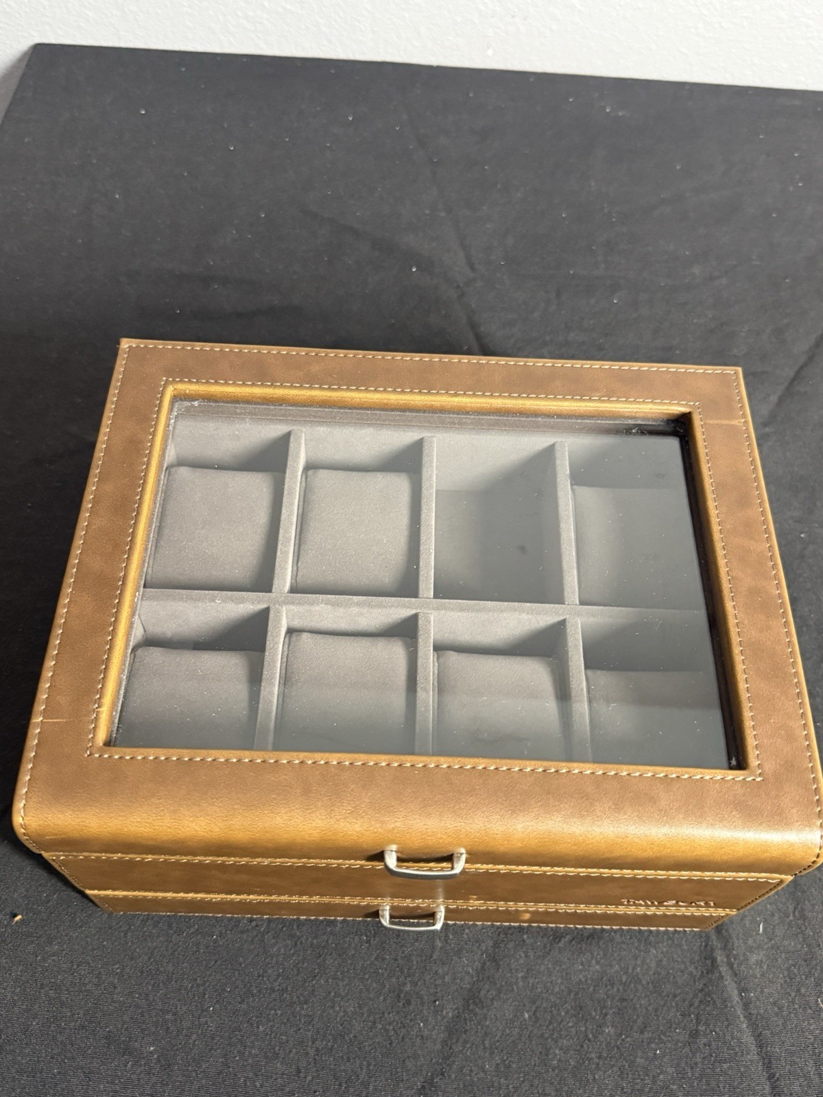 TAWBURY 8 Slot Watch Box Unisex Storage Drawer Real Glass