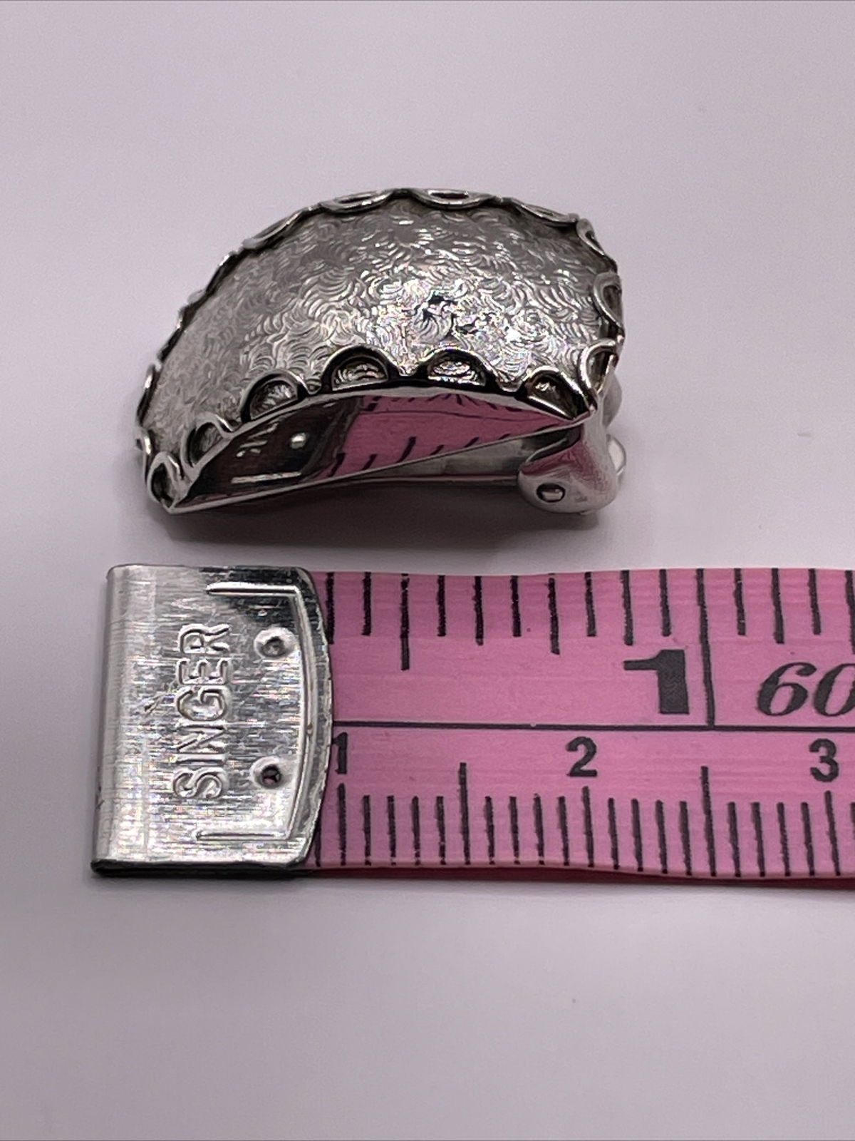 Vintage ALICE Silver Tone Clip On Earrings Brushed Dome Meta Lace MCM AL4.2