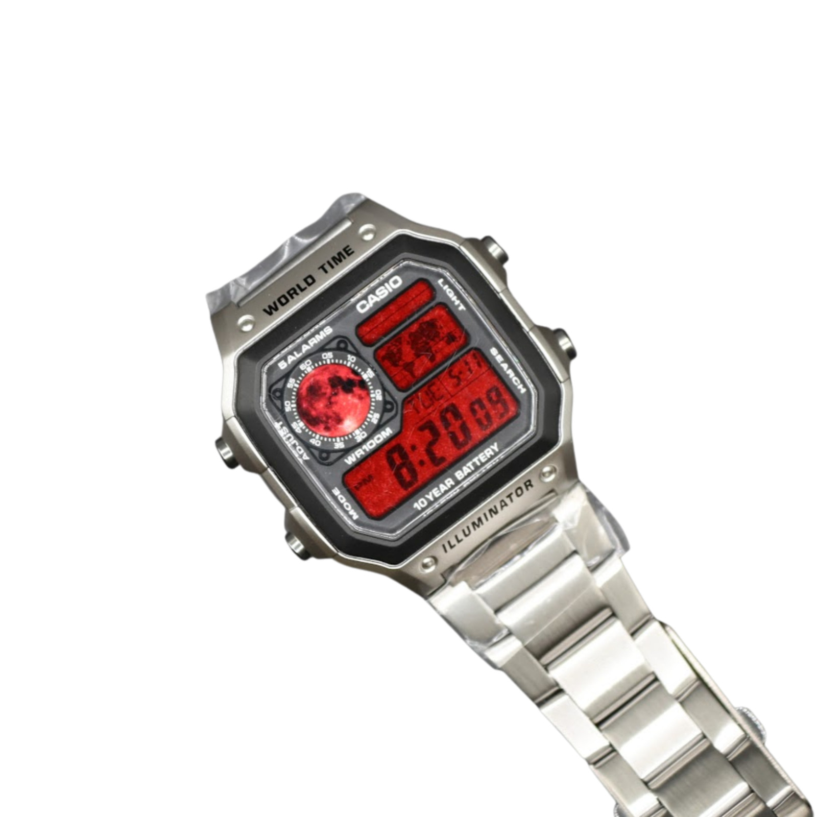 CASIO AE-1200WHD Royale World Time Watch Mod Blood Moon Display