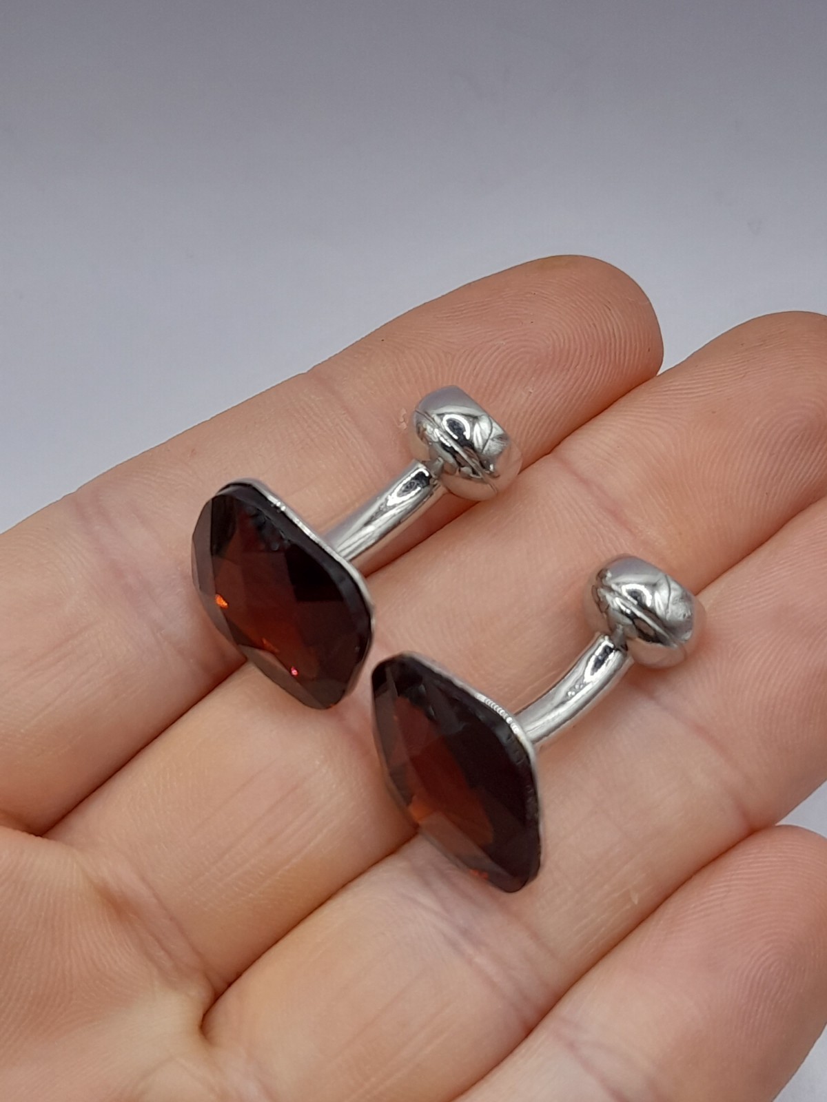 Pair Of Modern Design Gents Cufflinks – Mens Jewelled Striking