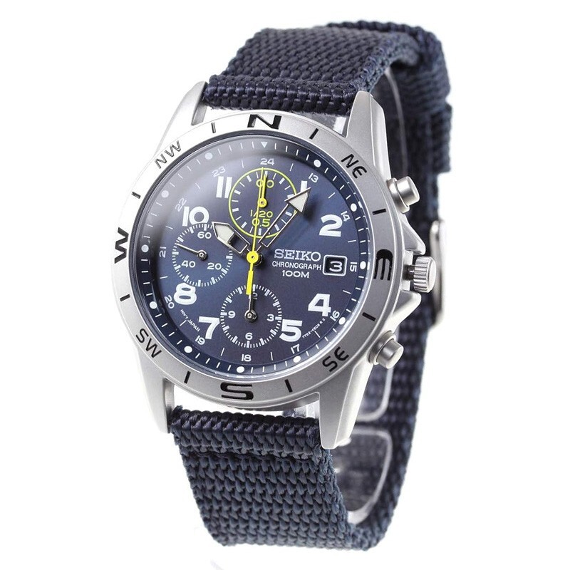 Seiko Chronograph SND379R Blue Dial Stailess Steel Quartz Men Watch NEW BOX