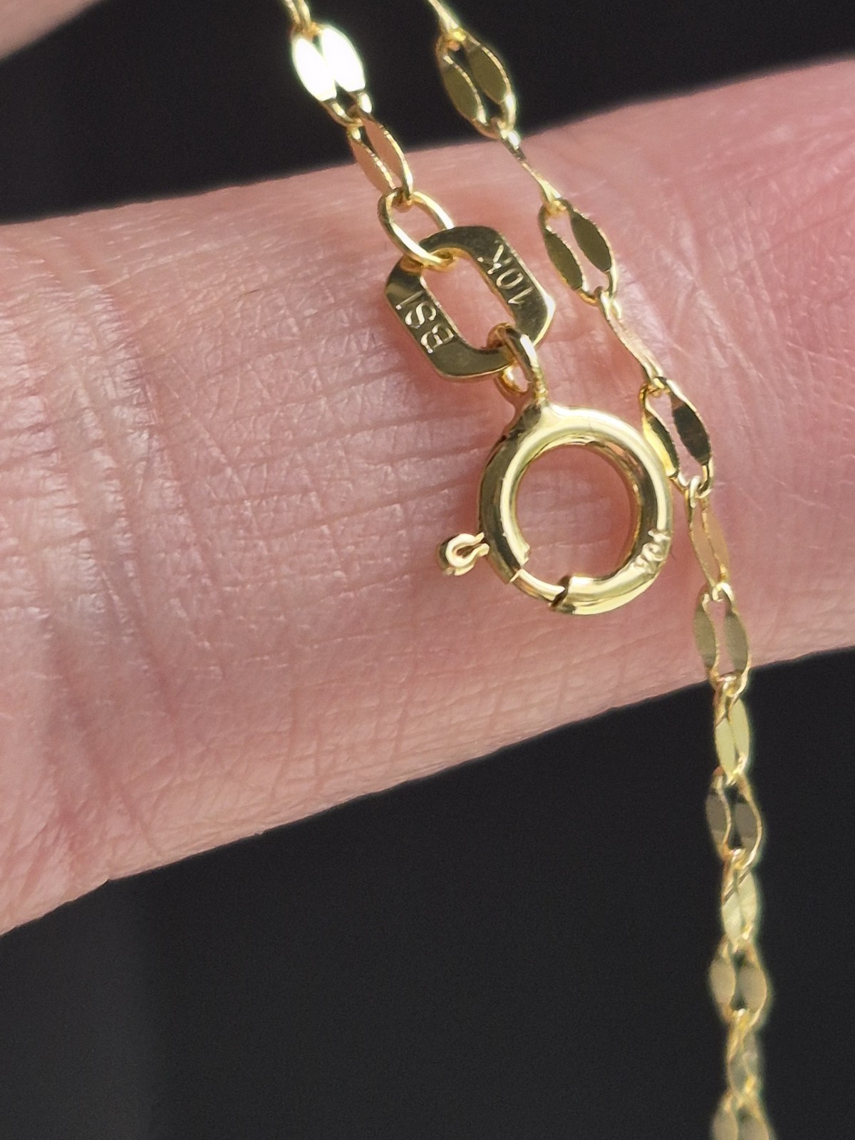 10k Solid Gold Mirror Anklet 10in