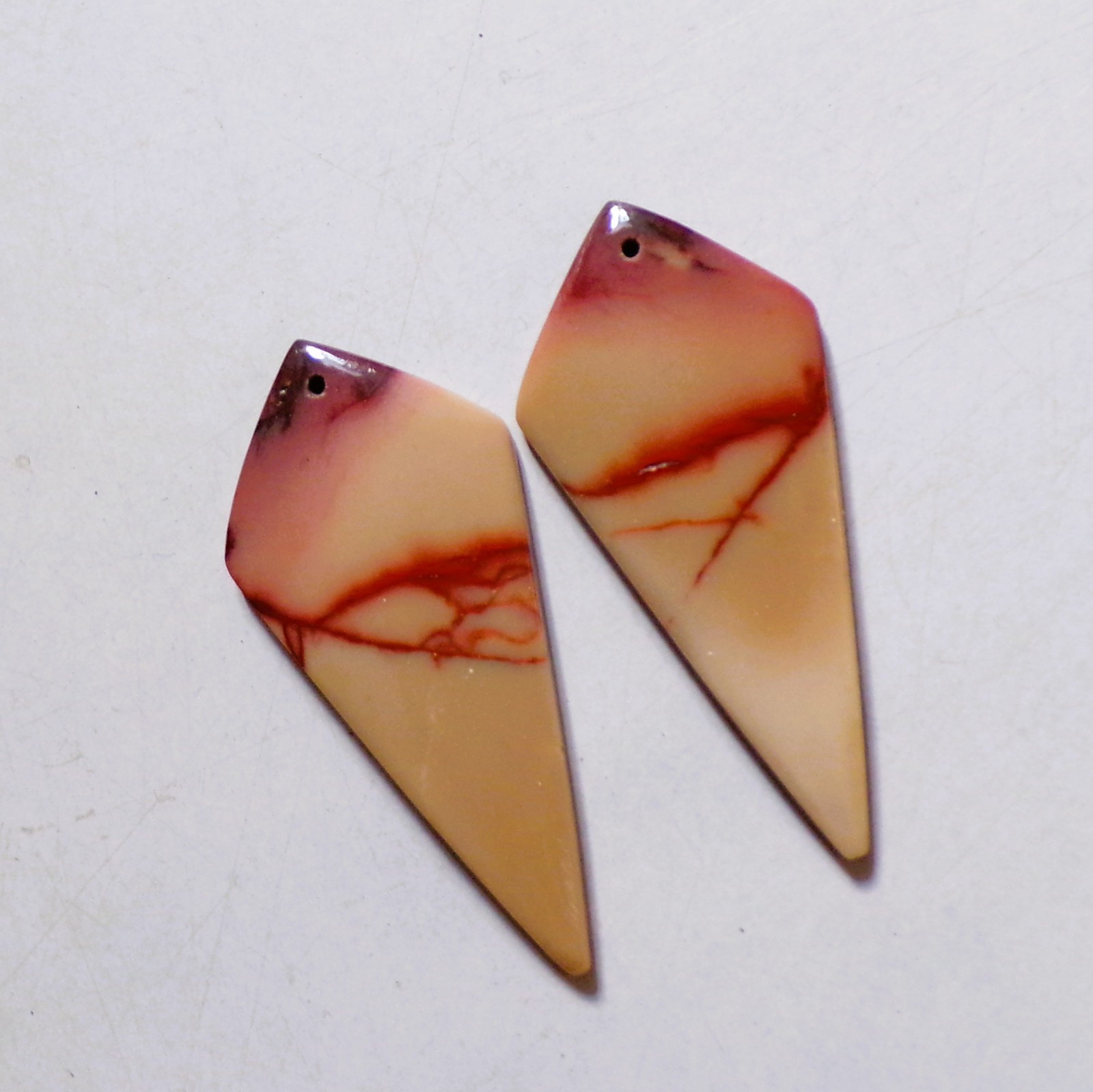 55.10 Cts Natural Mookaite Drilled Cabochon Match Pair Gemstone 49X22.4MM 41