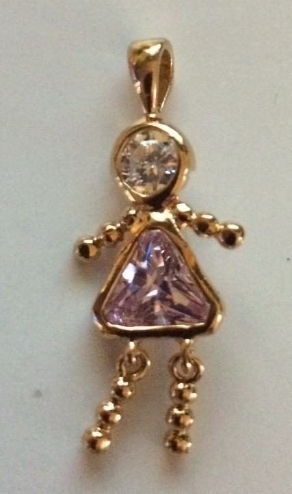 JUNE 24k GOLD FILL GIRL BIRTHSTONE BRAT / KID / BABY CHARM
