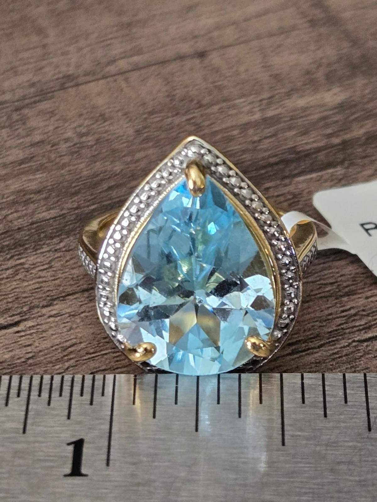 V3 18K Gold over Sterling Sky Blue Topaz Solitaire Ring – Sz 5