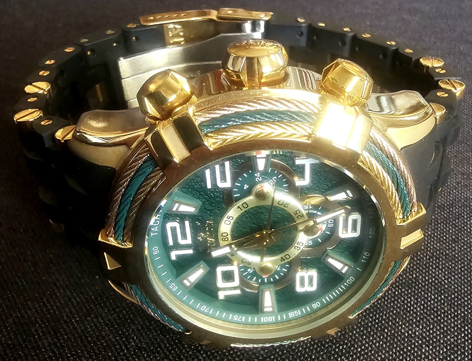 Invicta Bolt Men 25557 Green Gold Black Chronograph Men’s Quartz Watch
