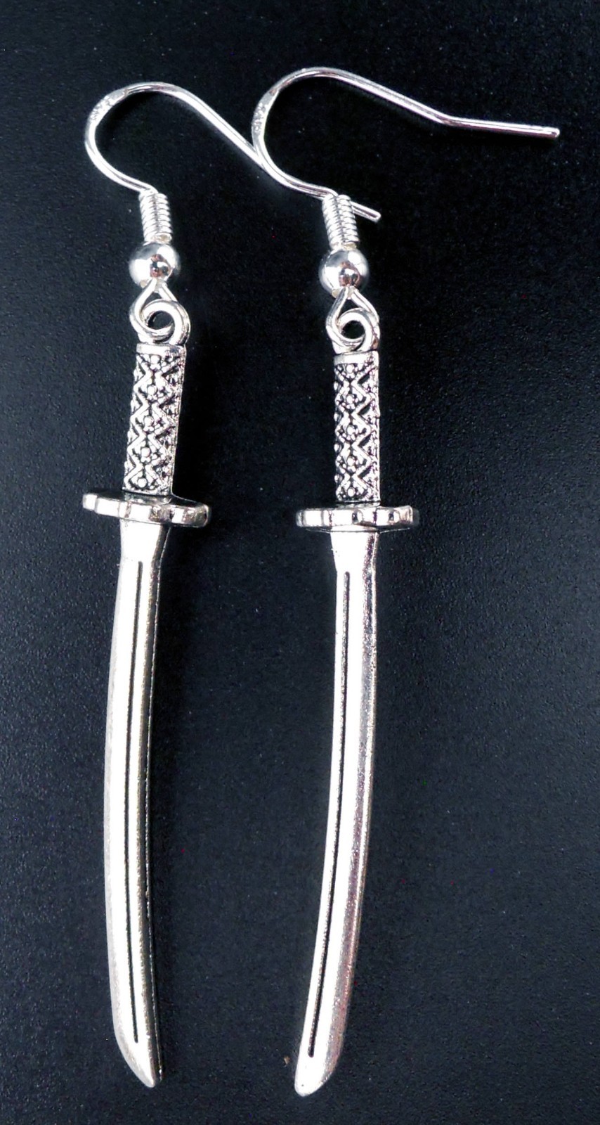 Sword Earrings Sterling Silver Ear Wires Katana Charms New Jewelry Swords