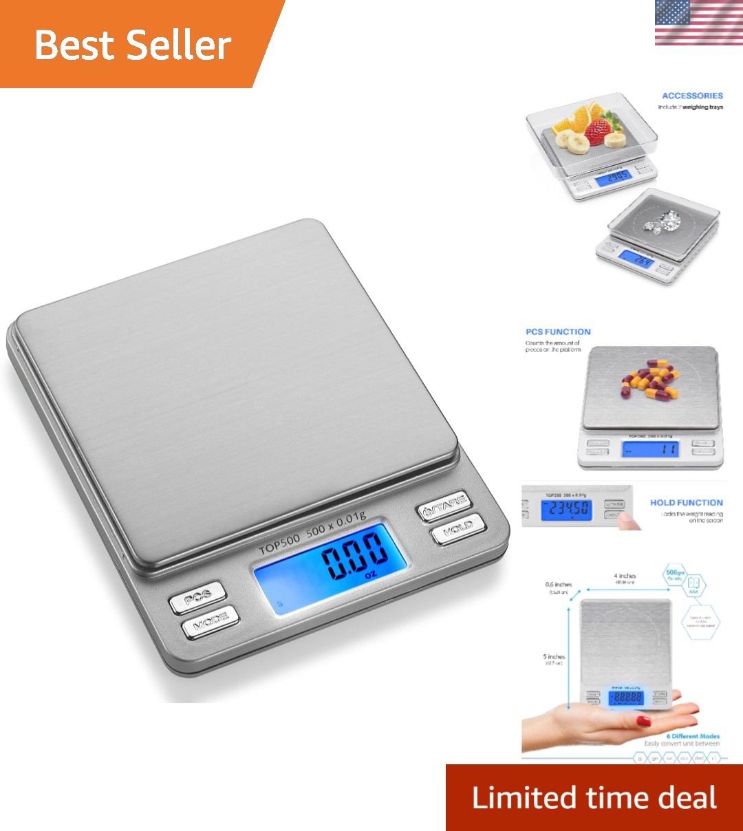 Smart Weigh Digital Pro Pocket Scale 500G X 0.01 Grams Precise Weighing Professi