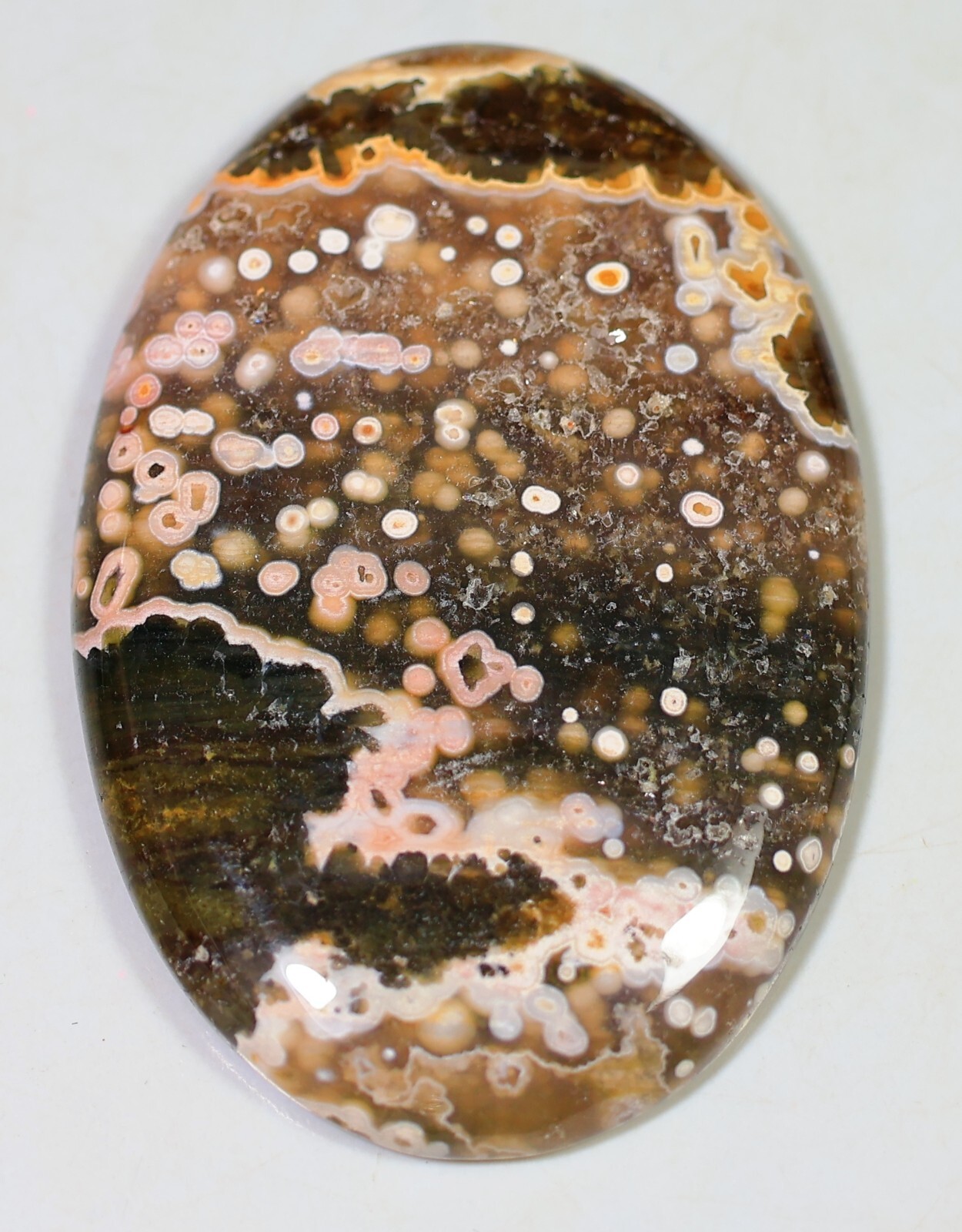 124 CT 6X38X57 mm NATURAL ORBICULAR OCEAN JASPER OVAL CABOCHON GEMSTONE CQ-36