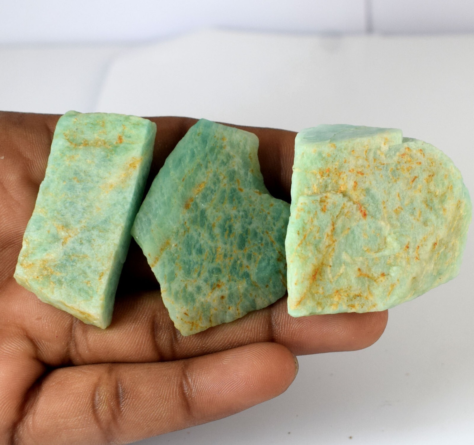 African Green Amazonite 324 Ct Natural Healing Gemstone Rough Lot Best Offer
