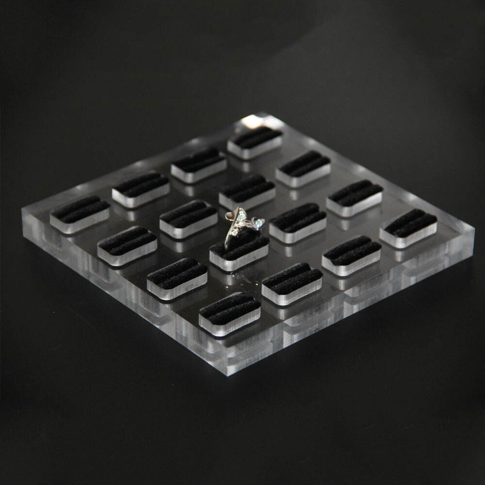 2x Acrylic Ring Display Stand Rings Support Rack Jewelry Retail Holder Organizer