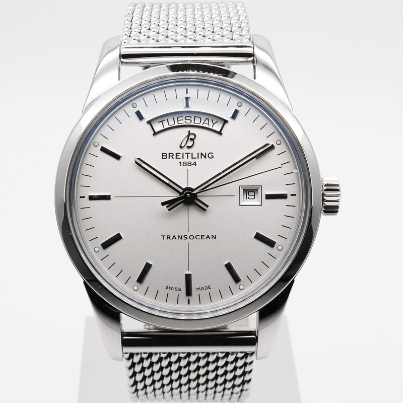 BREITLING Transocean A45310 Day date Silver Dial Automatic Men’s Watch