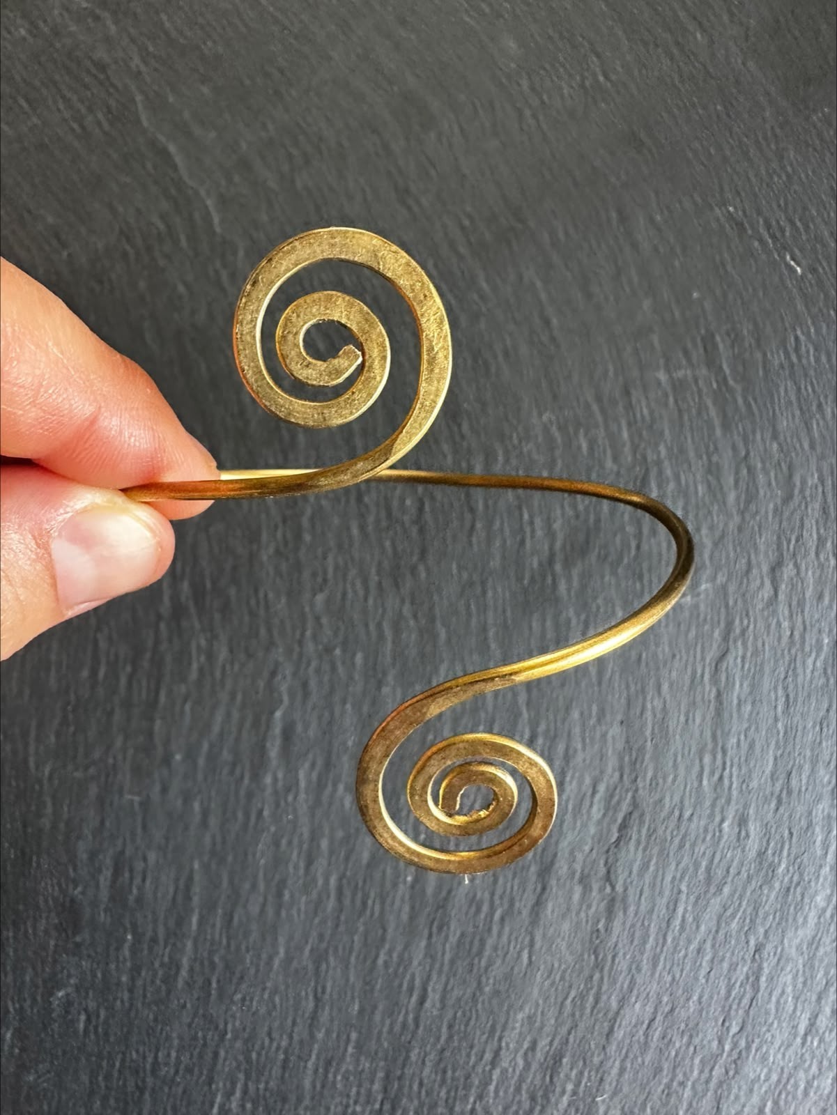 Handmade Spanish Copper Upper Arm Cuff Adjustable Spiral Armlet Artisan Jewelry
