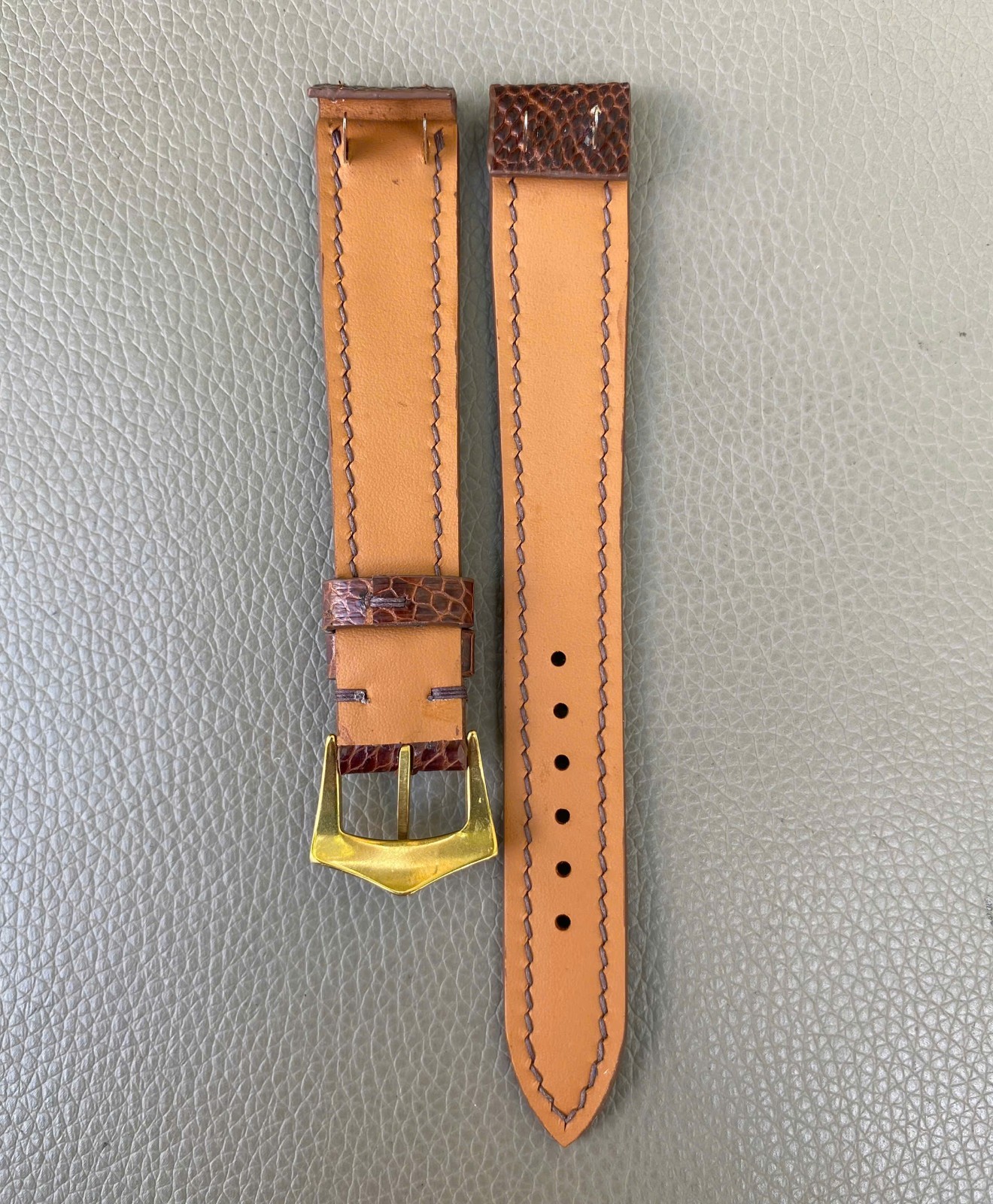 Custom Open Ended Brown Genuine Ostrich Leather Watch Strap size 14 15 16 17..26