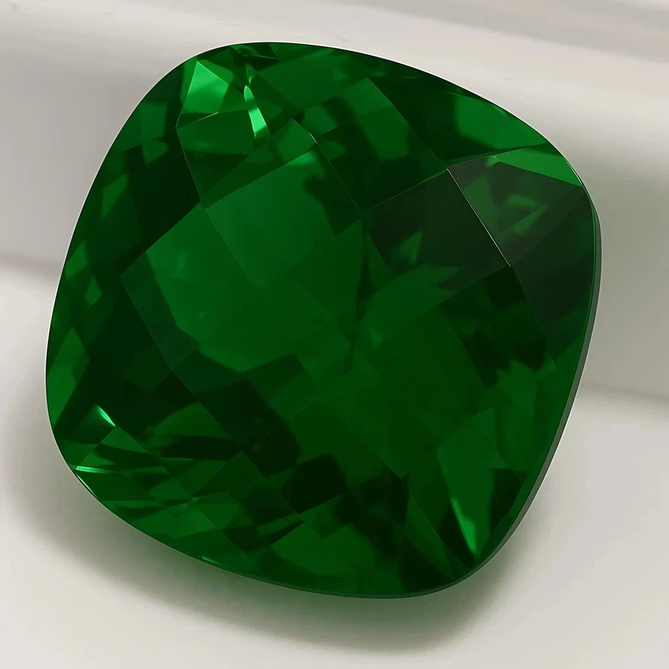 AAA Flawless Natural 10 Ct Green Emerald Cushion Cut Loose Gemstone Certified