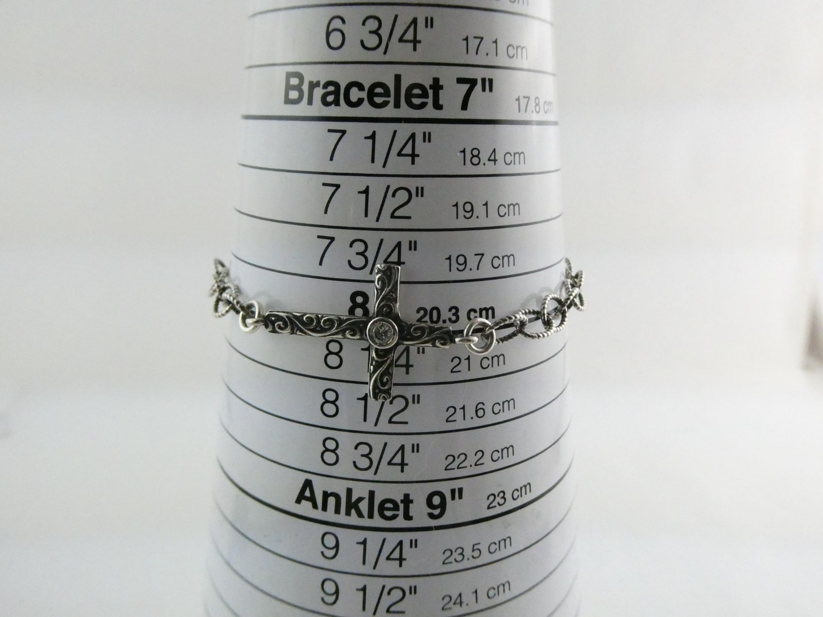 Opulenza Israel Sterling Silver Cross Bracelet 925 8 Inch Length 8.5g Weight