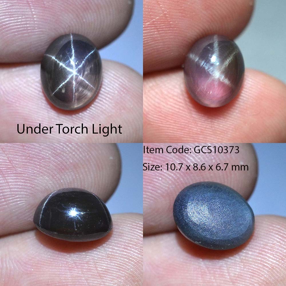 6.40 Ct 10.7×8.6 MM Green Purple Star Sapphire 6 Rays Lab Corundum VDO GCS10373