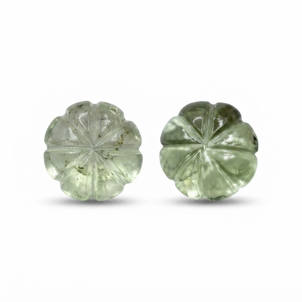 Natural Green Gemstone Flower Carved Beads – 8x10mm & 9x12mm Loose Stones