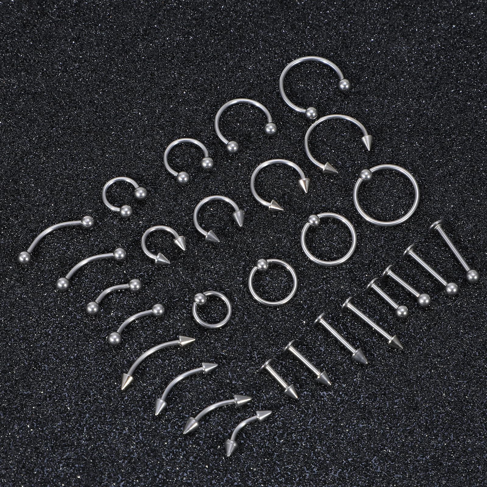 Gjinxi Lip Piercing Jewelry 32PCS 16G Lip Rings Surgical Steel Labret Jewelry…
