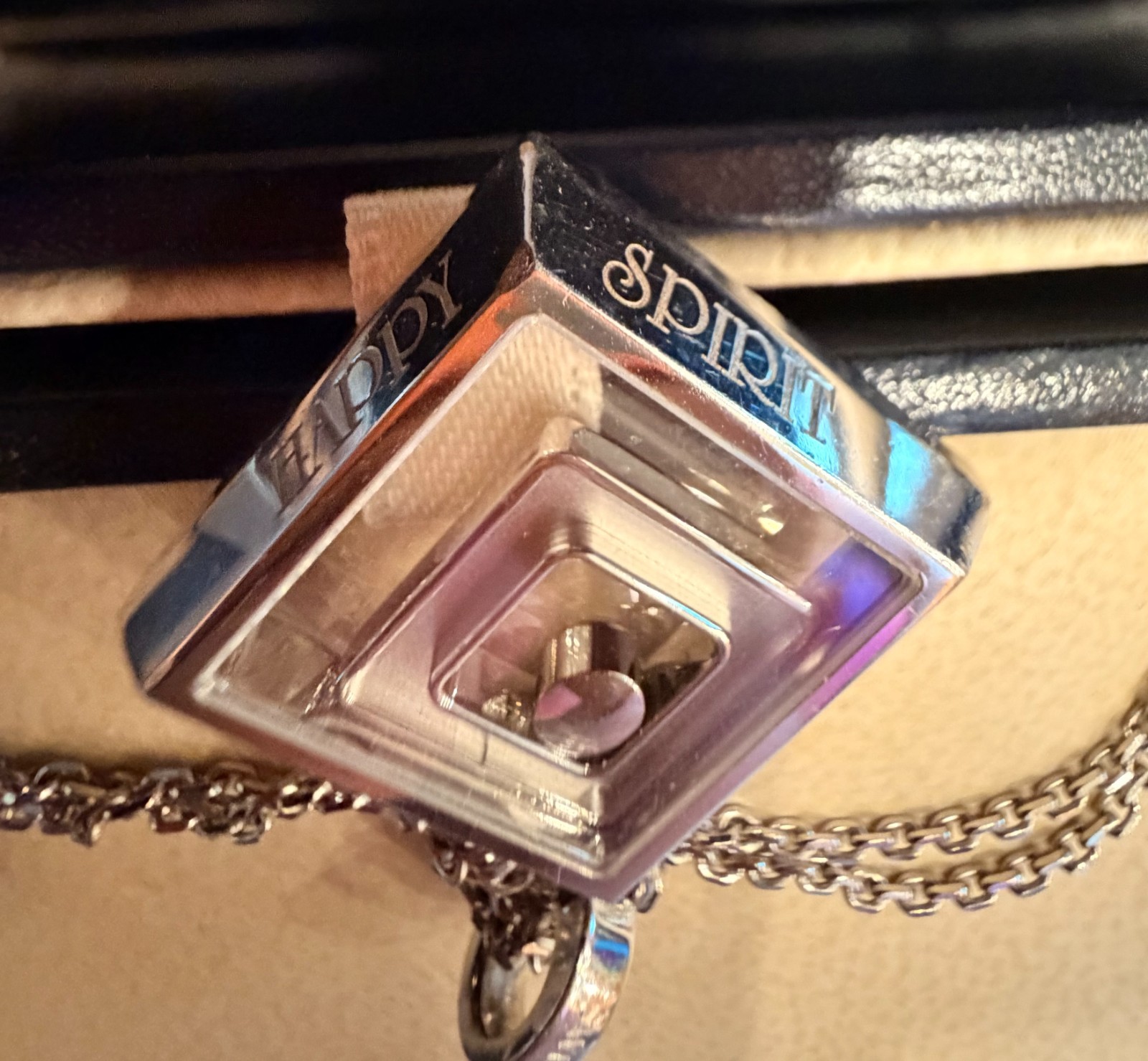 Chopard Happy Spirit Diamond 18k White Gold Triple Square Maze Pendant
