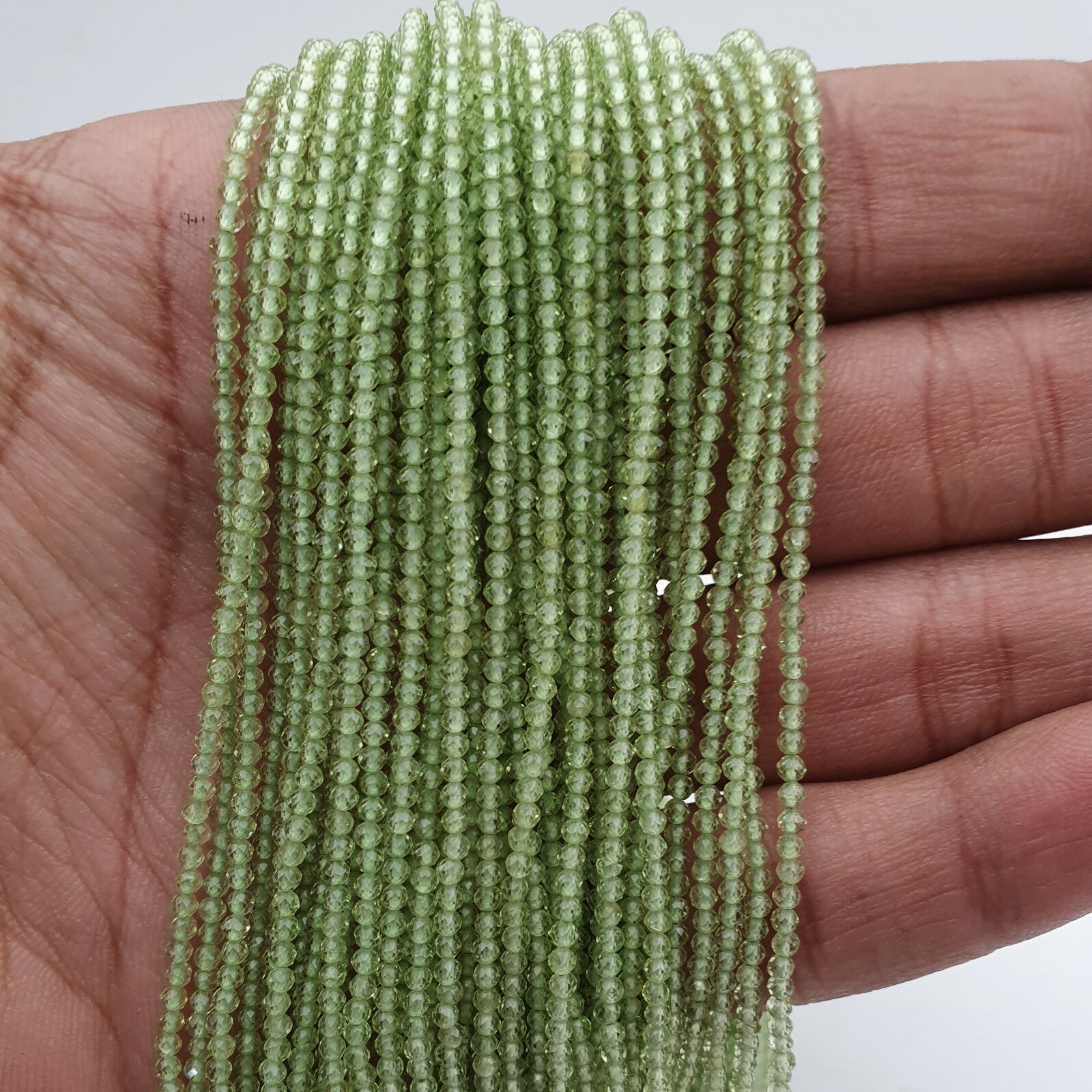 Natural Peridot Gemstone Roundelle Faceted Beads Strand 2 MM 13 Inch.