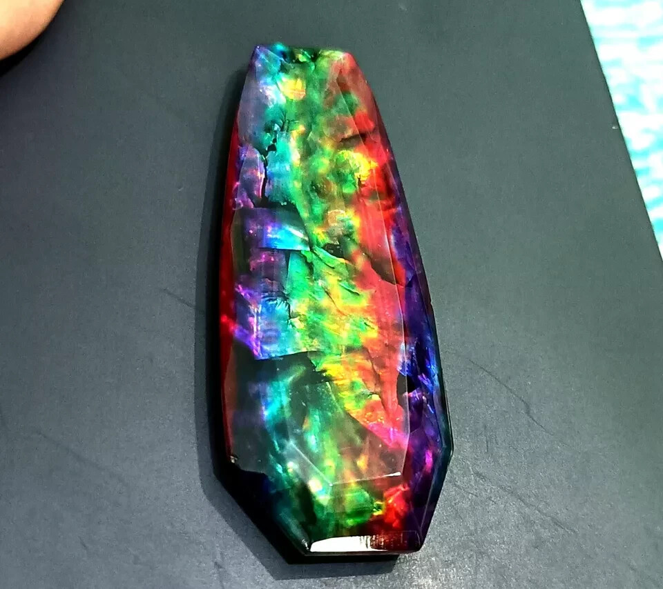 A++ Ammolite 62-64 Ct Natural Opal-Like Fancy Cut Organic Doublet Loose GEMSTONE
