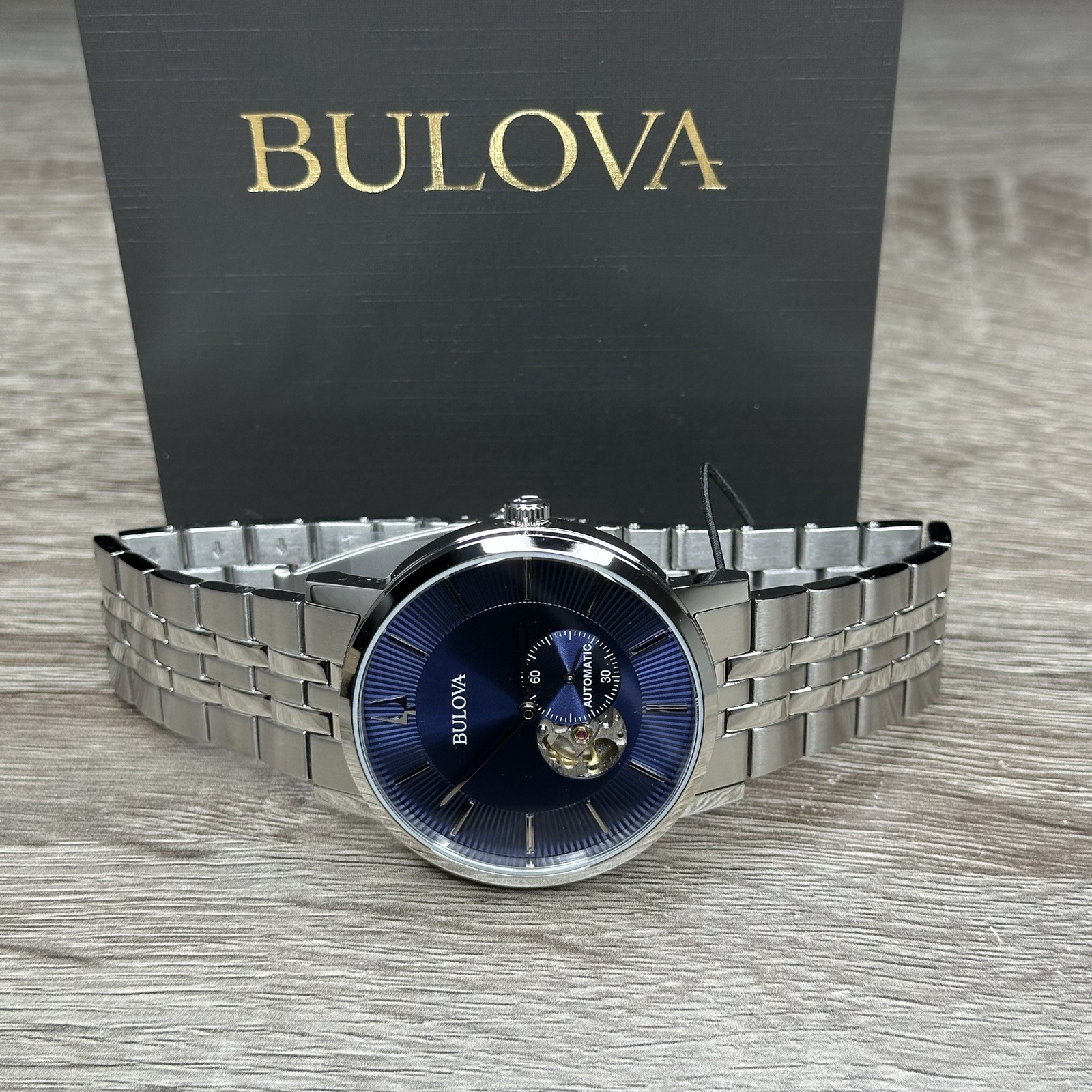 NEW✅AUTOMATIC✅ Bulova American Clipper Blue Dial Steel Men’s Watch 96A247 $450