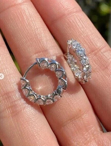 2.00Ct Lab Created Diamond Huggie & Hoop Women’s Earrings 14K White Gold Plated