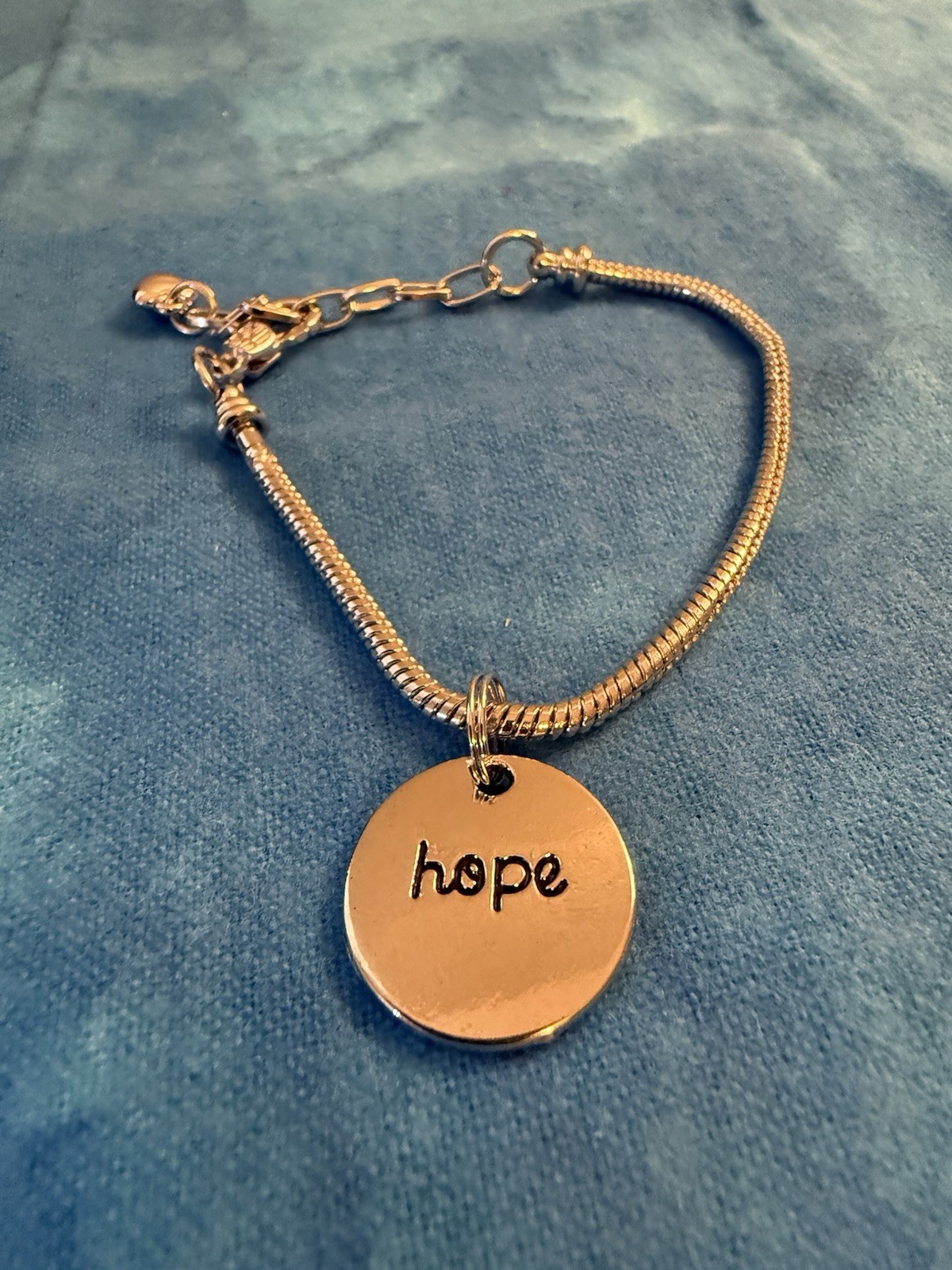Christian Bracelet.stain. Steel,Hope Charm W/ Dove, lob. Cl., 6 In W/ 2 In. Ext.