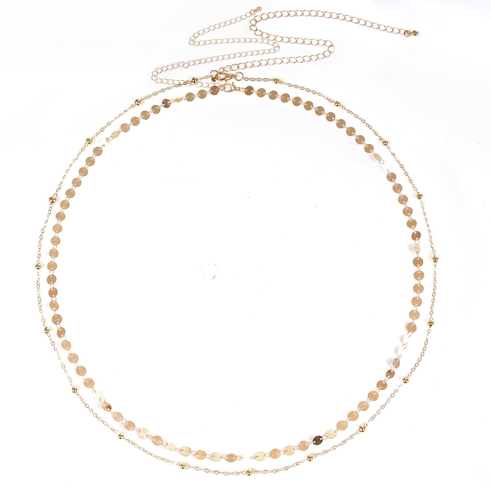 2 Pcs Gold Silver Waist Chain for Women, Layered Belly Chains, Adjustable Bea…