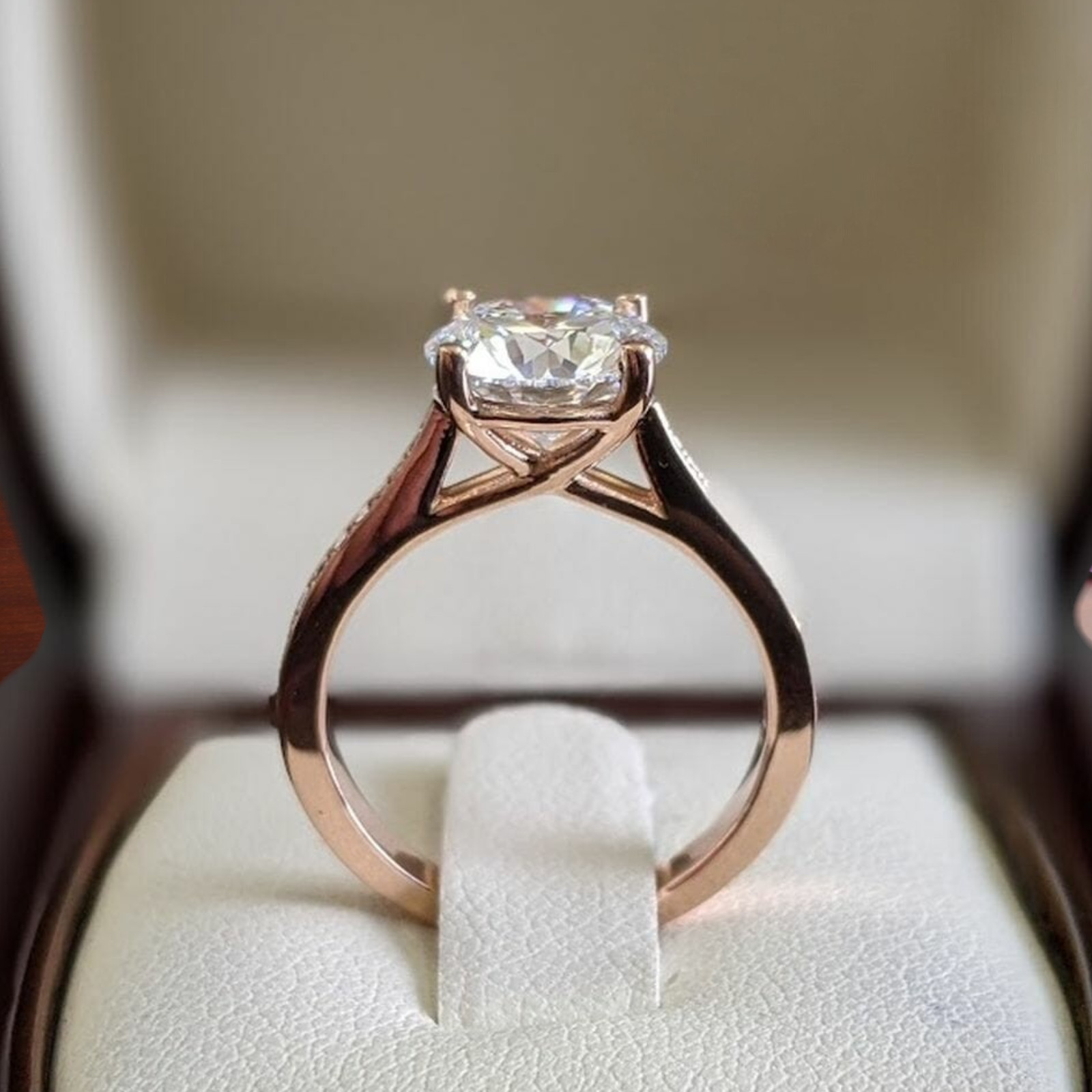 Diamond Engagement Ring IGI Certified Lab Grown 4.80 Ct Round Cut 14K Rose Gold