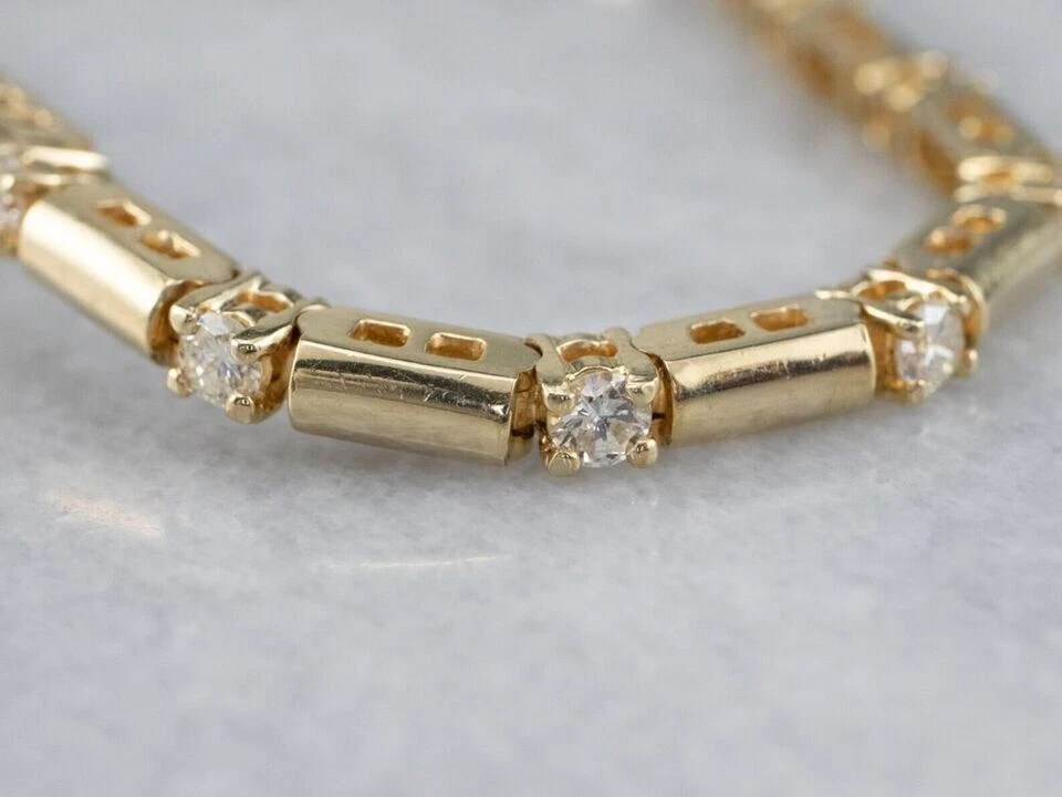 14K Yellow Gold Finish 4Ct Diamond Round Cut Lab Created Women’s Tennis Bracelet