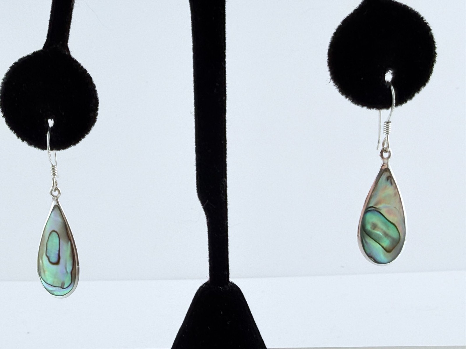 Marsala MC Sterling Silver Abalone Shell Hook Earrings 925 3.7g 1 5/8 Inches