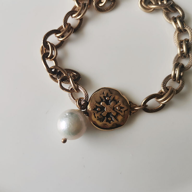 New 8″+1″ Chicos Pearl Charms Bracelet Gift Vintage Women Party Holiday Jewelry