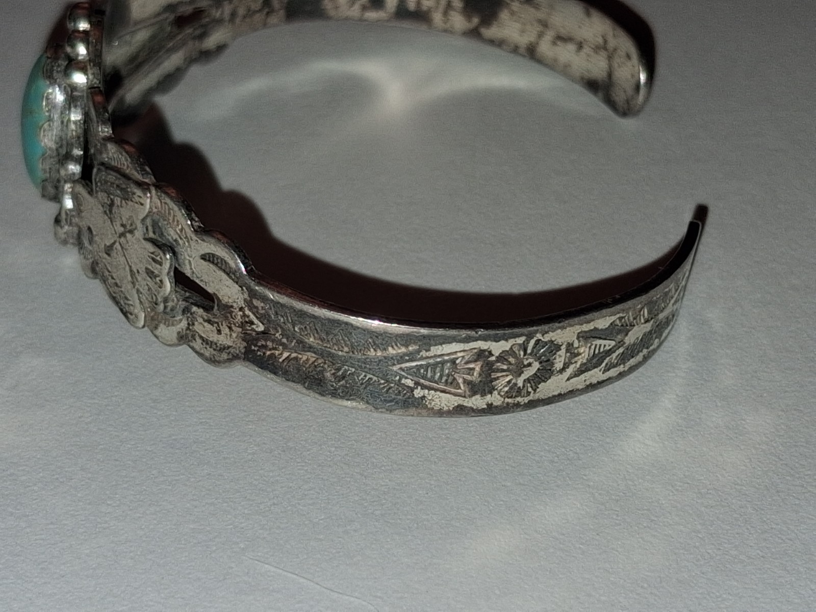Vintage Sterling Turquoise Thunderbird Cuff Fred Harvey
