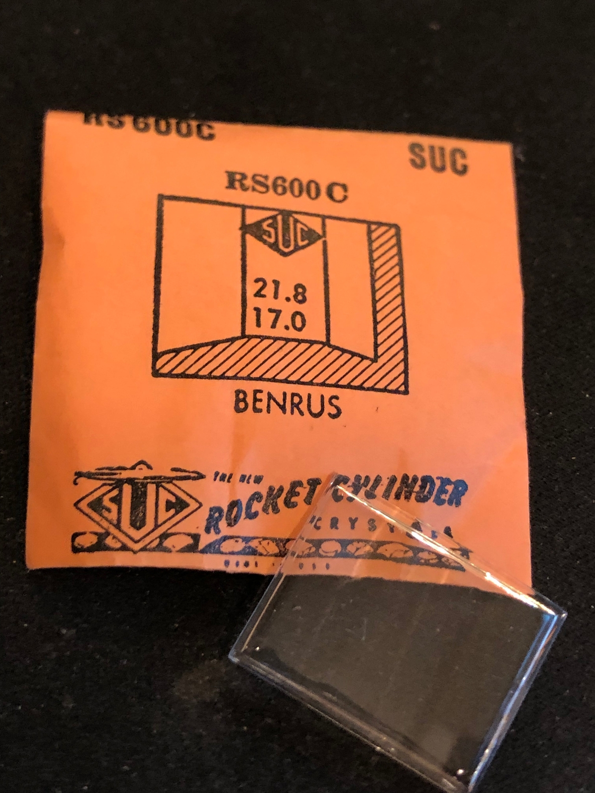 SUC Rocket Faceted Crystal RS 600C for BENRUS – 21.8 x 17.0mm – New